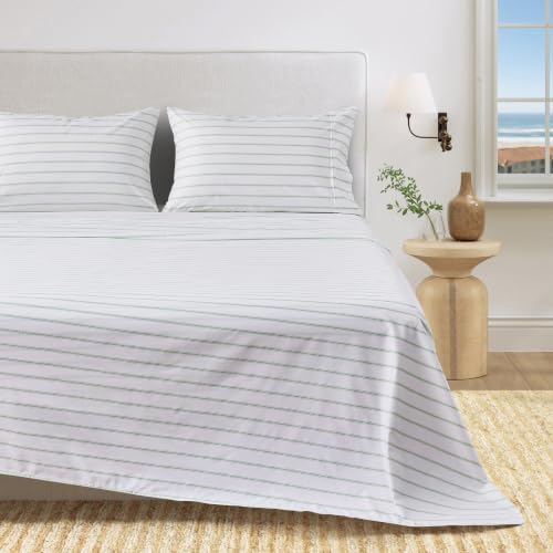 Great Bay Home Full Size Stripe Microfiber Sheet Set - 4-Piece Ultra-Soft Bedding Sheets & Pillowcases - Wrinkle Free, Comfortable, All-Season Bed Sheets (Green)