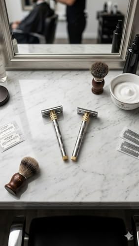 Image of Stainless Steel Double Edge Safety Shaving Razor for Men Beard Shave FREE 5 Blades