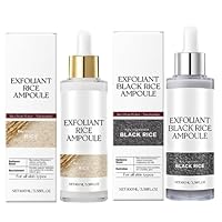 2pc Black and White Rice Peeling Ampoule, 2025 New Black & White Rice Brightening Duo for Glowing Skin | Gentle Peel + Pore Minimizing & Deep Hydration