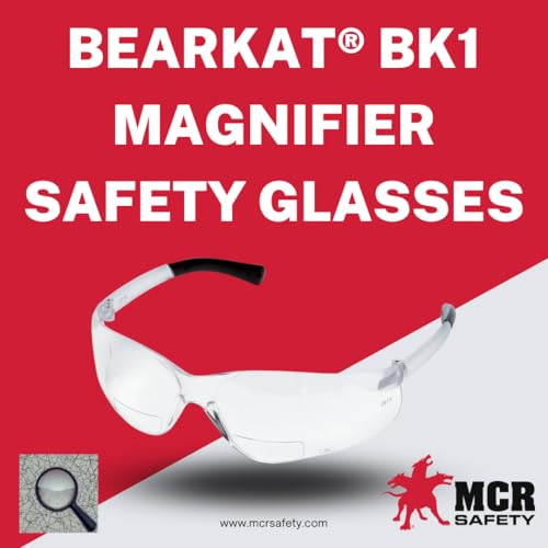 Image of MCR Safety BKH20 Bearkat Glasses, Clear Lens | Hybrid temples, Polycarbonate temples, Frameless design, Plastic nose pads, Filters 99.9% of UV rays