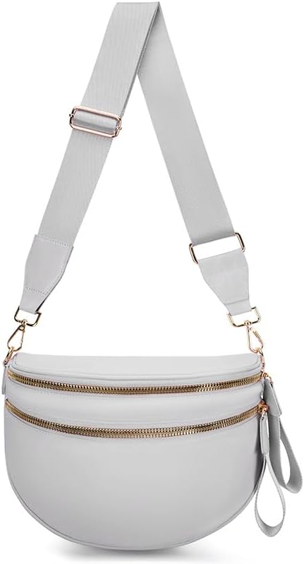 Pure Colour Crossbody Bum Bags for Women Spacious Checkered Cross body Bag Nylon Trendy Fanny Pack for Travel