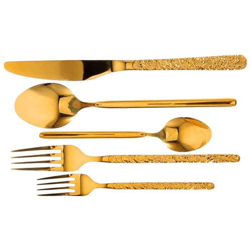 NULYLU 1juego Kit de Cubiertos de Acero Inoxidable con Vintage Cuchillo Tenedor y Cuchara Vajilla Resistente y Práctica para Cocina y Comedor Familiar