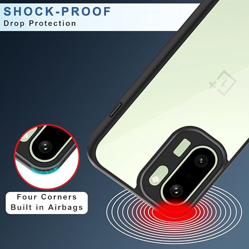 Image of CEDO Backcover for OnePlus 15R (5G) | Camera Protection Bump Shockproof Edge | Ultra Hybrid Transparent Acrylic Clear TPU+PC Hard Backcase Cover (Black)
