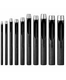UNCO- Hollow Leather Hole Punch Set, 1mm-10mm, 10 pcs, Black, Carbon Steel Leather Hole Punch Tool