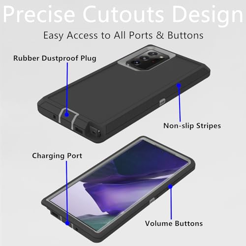 For Samsung Galaxy Note 20 Ultra Case Heavy Duty Protective Case Dustproof Shockproof Protection 3 in 1 Rugged Cover for Samsung Galaxy Note 20 Ultra 69 Inch GreyBlack