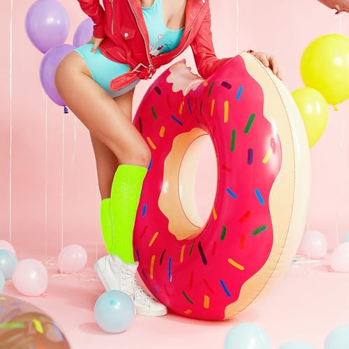 2 Pairs Women Slouch Socks Soft Scrunch Socks 80s Neon Long Stack Socks Thigh High Boot Scrunchie Socks Size 9-113