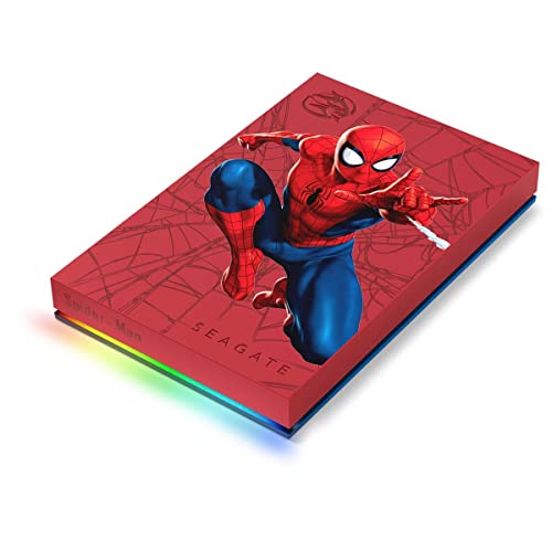 Image of Seagate Spider-Man Special Edition FireCuda External Hard Drive 2TB - USB 3.2 Gen 1, Customizable LED RGB Lighting White, with 3 Years Rescue Data Recovery Services (STKL2000417)