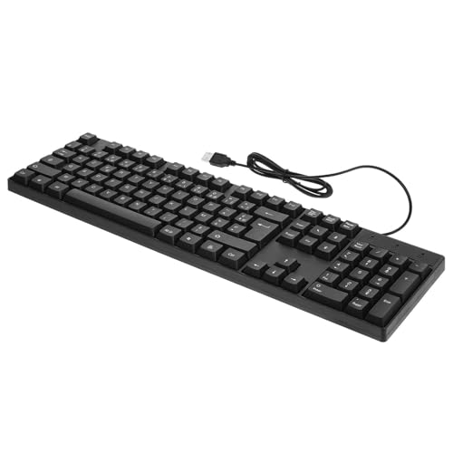 HONMEET Teclado de Computadora Cable USB Azerty Francés, Tamaño Completo Teclado Numérico, Compatible para Oficina y Uso en PC Portátil, Diseño Estable y Alto Rendimiento