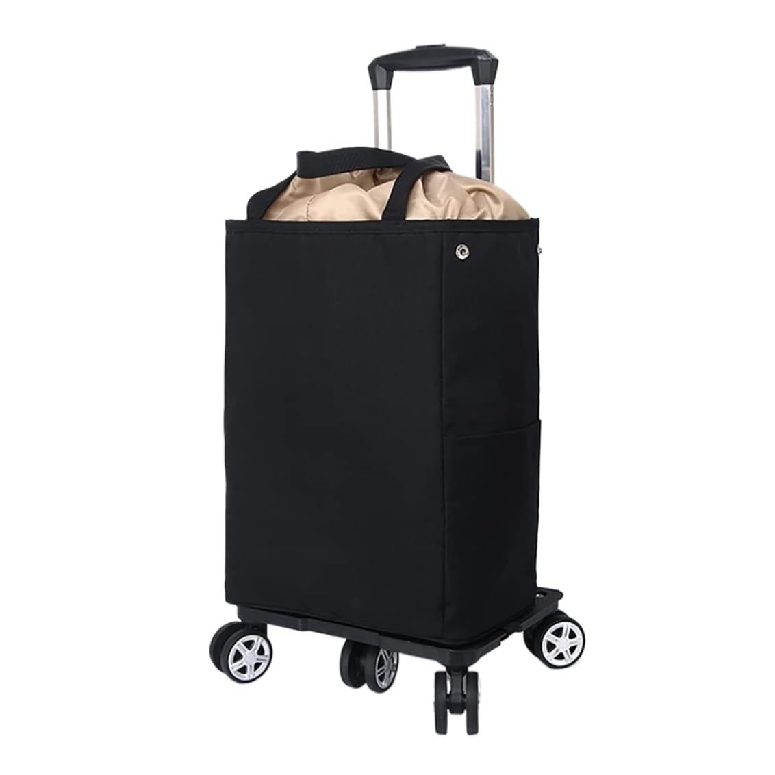 SBZIOJHDR foldable shopping trolley， with Wheels Aluminum Alloy with Cooling Compartment Insulated for Supermarket Grocery(A)