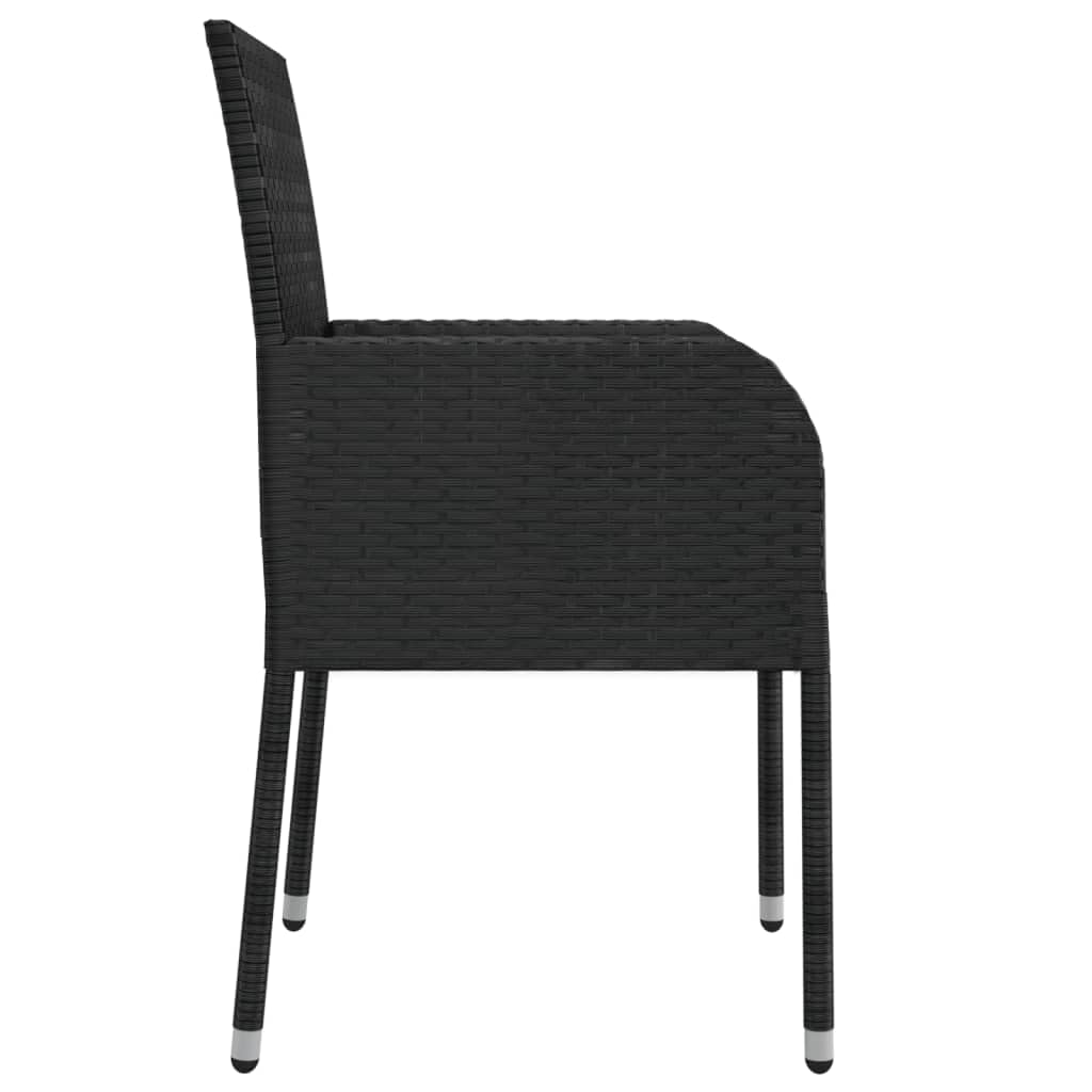 Terrassenmöbel Gartensofa Möbelsets Gartenlounge Set Loungemöbel 5-TLG. Garten-Essgruppe mit Kissen Schwarz Poly Rattan