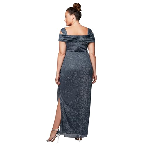 Alex Evenings Women's Cold Shoulder Mother of The Bride Dress W/Ruched Skirt, Formal Event, Wedding Guest Gown (Plus Size)2