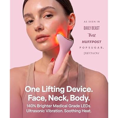 REVO Genie Facial Massager for Face and Neck, LED Beauty Device with Heat and Vibration, Depuffing Sculpting Tool with Red Blue Green Light Modes for Skincare Routine