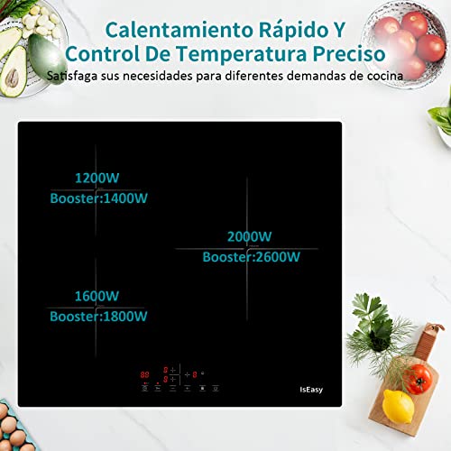 Placa-de-Induccion-3-Zonas-9-Niveles-de-Potencia-Placa-de-Coccion-de-Induccion-Electrica-6400-W-3-Fuegos-60-cm-Empotrada-Control-Tactil-Temporizador-de-99-Minutos-Cristal-Ceramic