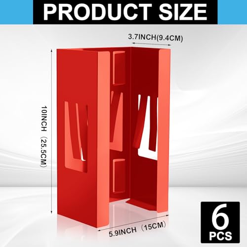 Image of Lounsweer 6 Pcs Magnetic Gloves Dispenser Holders Wall Mount Boxes of Gloves Commercial Quality Towels Wipes Paper Tissue Box Holder Kitchen Fridge Office Workshops Garage Tool Hospital (Red)