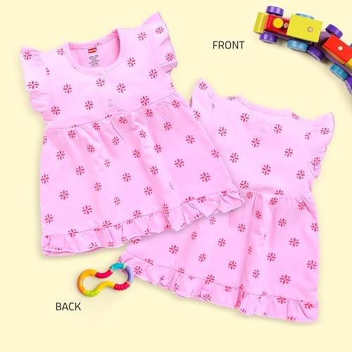 Image of LuvLap Baby Girl 100% Cotton Sleevless Girls Frock Pack of 3