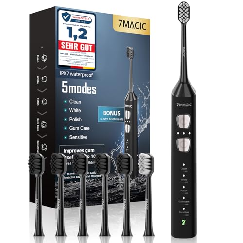 Brosse à Dent Électrique, Brosse a Dent Sonique, Brosse a Dent Electrique - 3 Intensités 5 Modes, 40000VPM, IPX7, Brosse à Dents Électrique Ultrasoniques Autonomie...