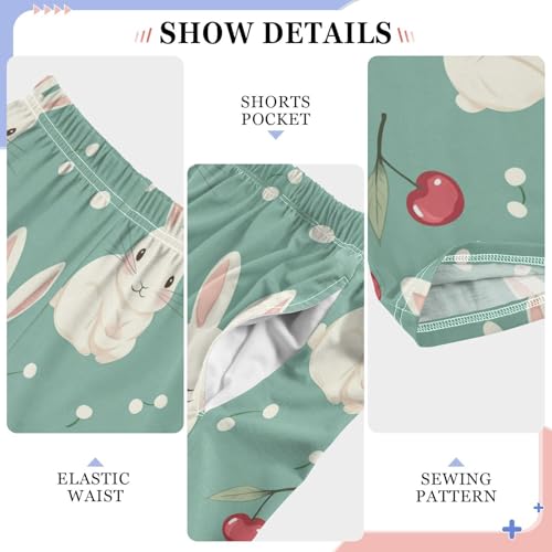 Rabbit and Cherry Boys Pants Boys Athletic Pants Long Pant for Boywith Pockets Wide-Leg Size 6-14Y4