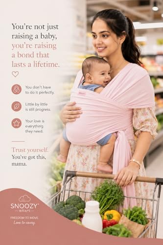 Image of Snoozy Kangaroo Baby Wrap Carrier - Soft Stretchy Newborn Sling, Ergonomic Hands-Free Infant Carrier for Kangaroo Mother Care