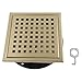4 Inch 6 Inch 304 Stainless Steel Square Shower Floor Drain with Flange, Gold Bathroom Floor Grate for Waterproof Drainage, Compatible with Bathroom Kitchen Pool Balcony(6 Inch)