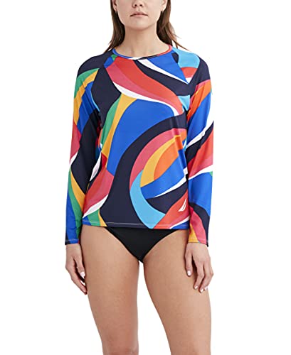 Image of Nautica Women's Long Sleeve Rashguard - Quick-Dry, UPF Protection, Swim Shirt, Pool, Beach, Hiking, Yoga, Volleyball