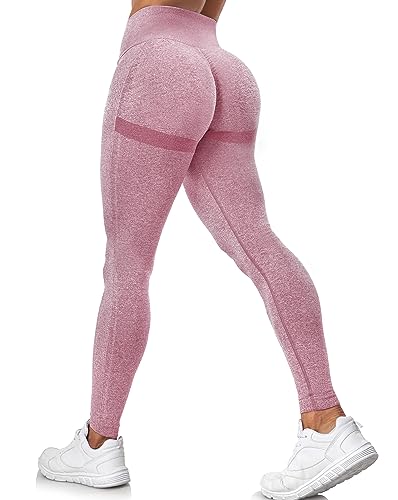 Yaavii Damen Sport Leggings Lange Blickdicht Yoga Leggings Figurformende Sporthose Yogahose Fitnesshose mit Hohe Taille Bauchkontrolle Rosa3 L., 13.59 €