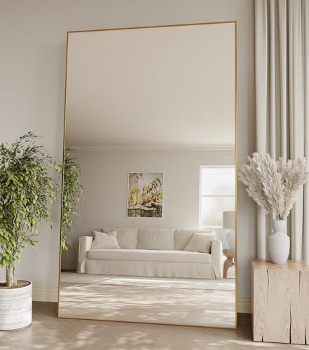 Image of Koonmi 77 inchx38 inch Floor Mirror Full Length, Large Gold Mirror