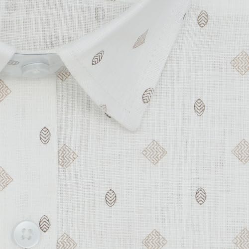 Image of GHPC Cotton Linen Printed Half Sleeves Regular Fit Formal Shirt for Men