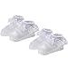 Epeius 2 Pair Pack Newborn Baby-Girls Eyelet Frilly Lace Socks Princess Ankle Socks White 0-3 Months