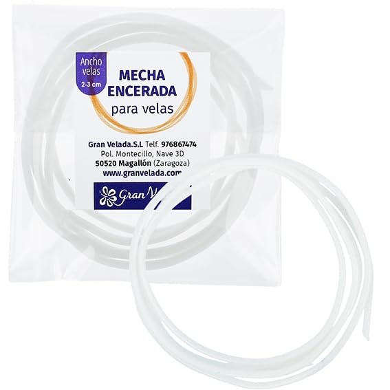 Mecha Encerada para Velas de 2 | Algodón bañado en parafina, Ideal para Velas Delgadas | Material Esencial para una Quema Correcta. I 1 Metro