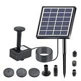 Solar Bird Bath Fountain - 17.72 Inch Outdoor Water Pump | ABS Solar Panel Sprinkler Kit - 6V 2W Garden Pond Pool Decor with 8 Nozzles for Patio Deck Backyard Wildlife Use