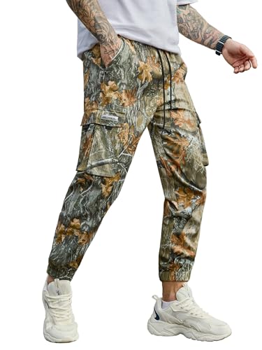 Image of JEMLDL Mens Cargo Joggers Pants Elastic Waist Drawstring with Flap Pockets Techwear Pants for Men