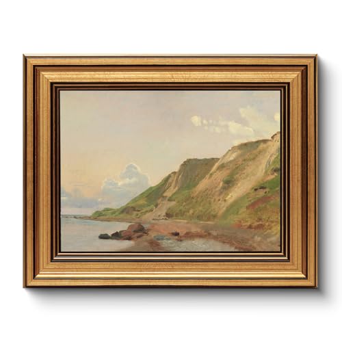 Image of HUARCEY Gold Framed Vintage Wall Art for Living Room Canvas Coastal Wall Pictures Classic Landscape Painting Shelf Decor Natural Aesthetic Room Decoration Elegant Artwork Print for Bathroom, Bedroom