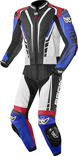 Berik XR-Ace Tuta in pelle da moto a due pezzi, nero/bianco/rosso/blu, 48