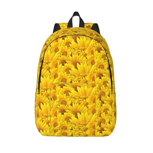 Mochila escolar de lona CHAbu con estampado de girasoles para el trabajo diario y escapadas