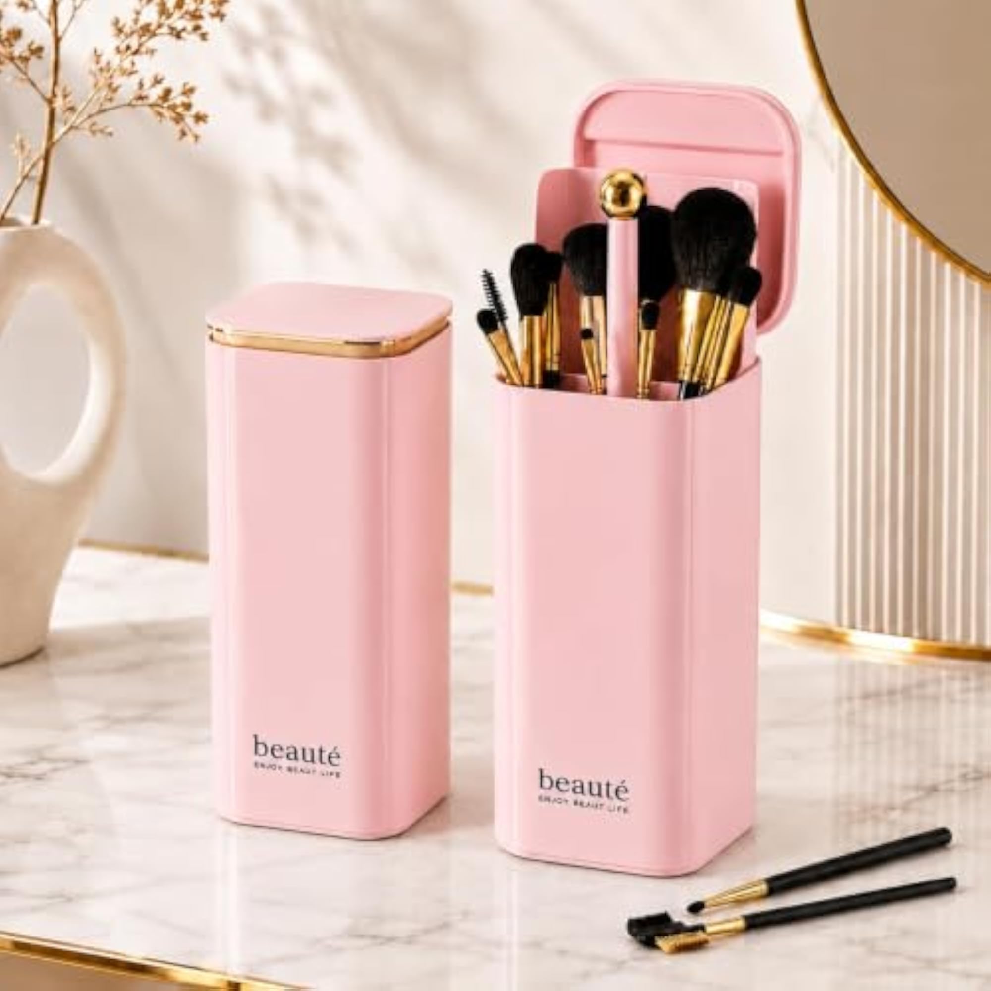 Automatic Lifting Makeup Brush Holder, 4 Compartments
