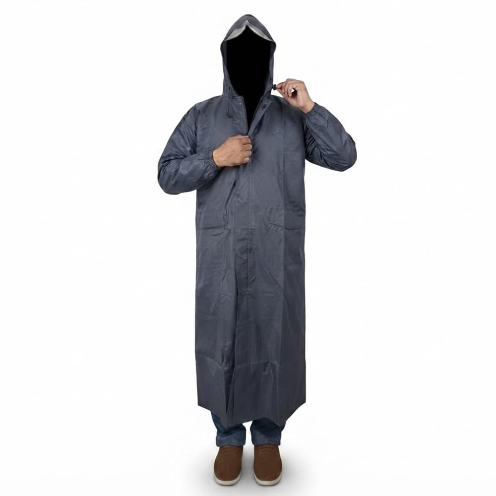 (𝐒𝐩𝐞𝐜𝐢𝐚𝐥 𝟏𝟓 𝐘𝐞𝐚𝐫𝐬 𝐖𝐚𝐫𝐫𝐚𝐧𝐭𝐲 Men's Waterproof Windproof Long Raincoat | Full Length Hooded Rain Jacket | Lightweight Reusable Rain Wear for Bike Riding-image-15