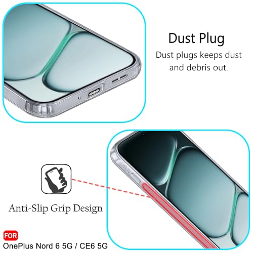 Image of TheGiftKart Back Cover Soft Case for OnePlus Nord 6 5G / CE 6 5G | Best Camera Protection | Inbuilt Dust Plugs & Anti-Slip Grip | Ultra Clear Slim Back Cover Case (Silicone, Transparent)
