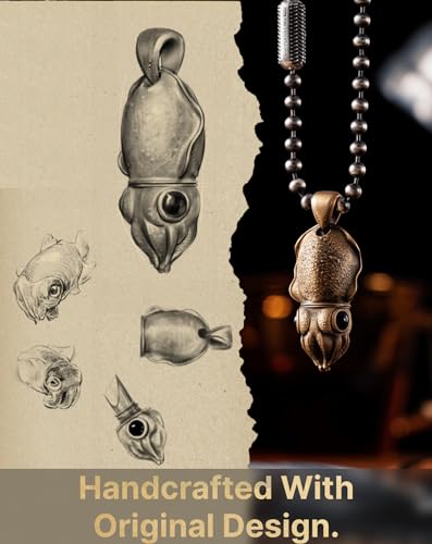 COPPERTIST.WU Cuttlefish Box Opener Pendant Necklace Cute Box Cutter Dangle Charm Squid Jewelry Gift for Men Women (Chain not included)3