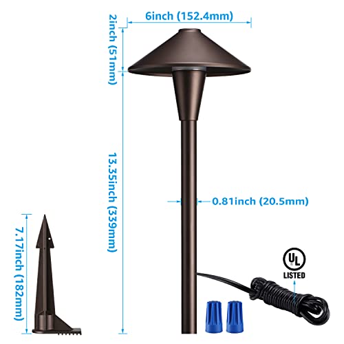 Leonlite 3Cct Led Low Voltage Landscape Pathway Light, 3000K/4000K/5000K, 6 Inch Dia, 12-24V Ac/Dc Etl Cri90+ Wired Walkway Light, Ip65 Outdoor Path Light, Oil Rubbed Bronze Aluminum Housing, 6 Pack #TOP5