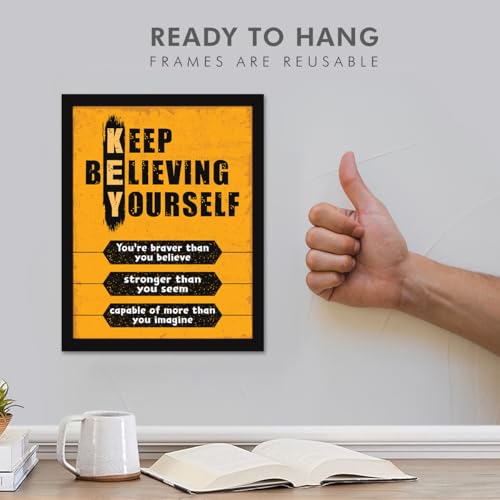 Image of Chaka Chaundh - Office Quotes Frames - Motivational Quotes Wall Frames for Office, Student - Positive Quotes Wall Frame - KEEP BELIEVING YOURSELF - (14 X 11 Inches)