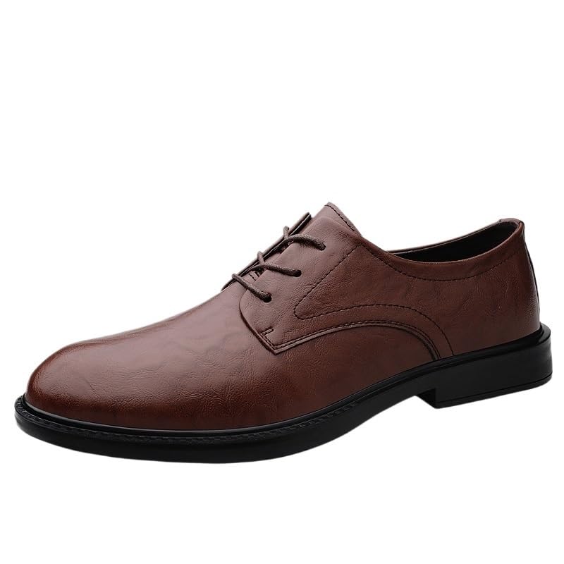Men's Leather Dress Shoes, Classic Lace-Up Oxford Shoes for Wedding & Prom, Luxury British Gentleman Footwear, Comfortable Driving Flats for Men