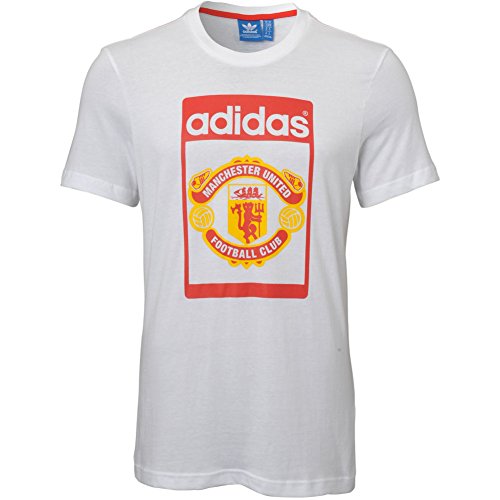adidas Men's Manchester United Tounge Top Soccer T-Shirt (X-Large) White