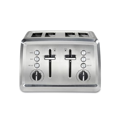 Image of Hamilton Beach 4 Slice Toaster with Extra-Wide Slots, Bagel Setting, Toast Boost, Slide-Out Crumb Tray, Auto-Shutoff & Cancel Button, Stainless Steel (24798)