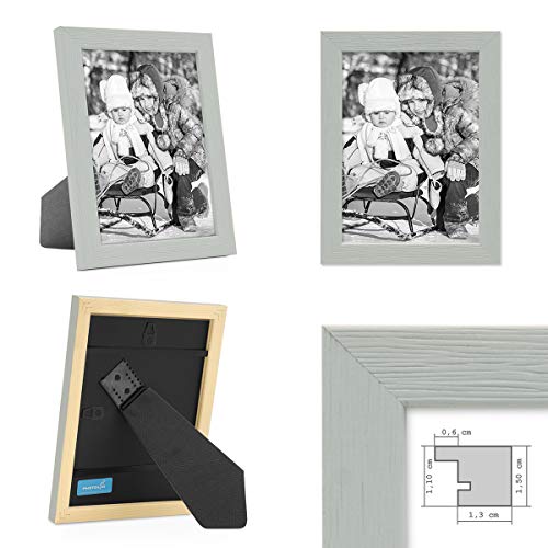PHOTOLINI 3er Set Bilderrahmen Grün Blau Grau 13x18 cm Massivholz mit Acrylglasscheibe/Fotorahmen/Wechselrahmen – Bild 6