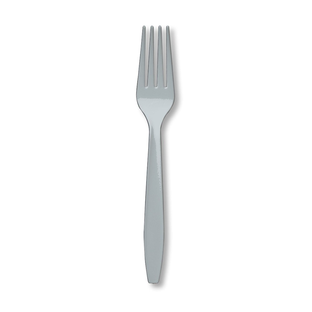 24-Count Touch of Color Premium Plastic Forks, Shimmering Silver