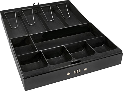 Barska 12-Inch Cash Box And 6 Compartment Tray With 4 Bill Holder , Black, Medium #TOP1
