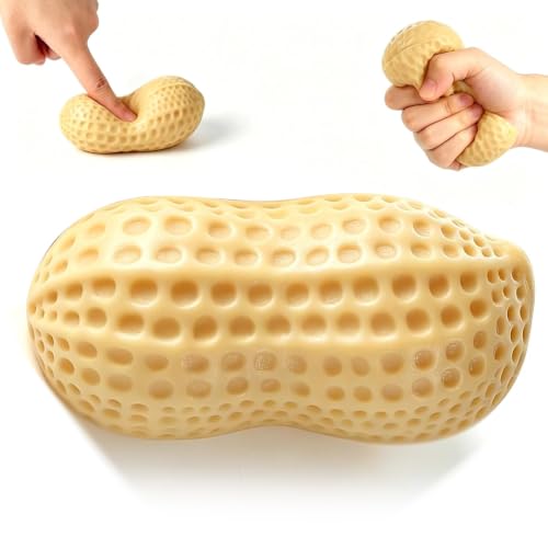 Peanut Squishy Fidget Toys Crunchy Peanut Squishy TPR Stress Relief Balls (Orange)