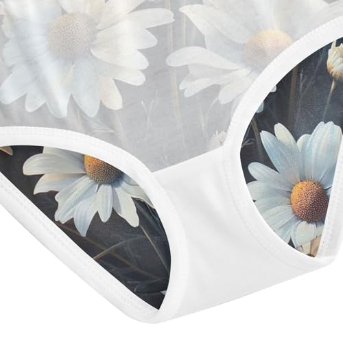 Toddler Girl Briefs, Vintage White Daisy Flower Girls Underwear Cotton, 2T–8 Years4
