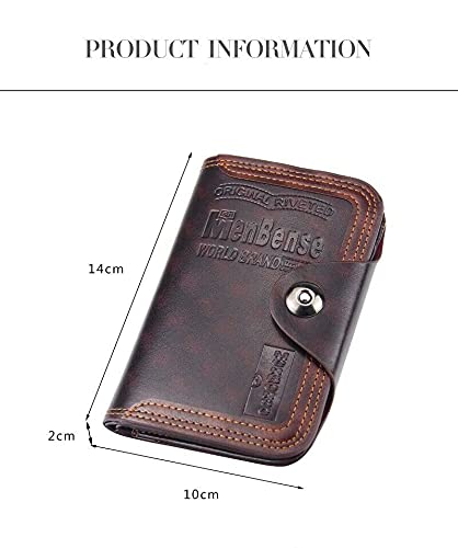 Retro Leather Vertical Section Id Card Holder Wallet With Hasp For Men (Brown) #TOP4