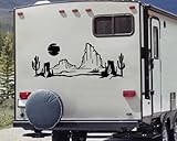 Minglewood Trading Desert Cactus Mountains Scene V11 Vinyl Decal - Sun RV Camper Graphics - Die Cut Sticker